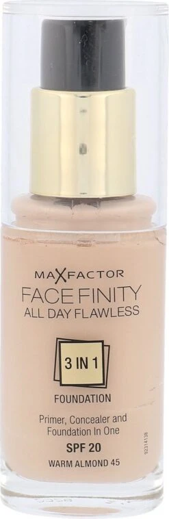 Max Factor Facefinity All Day Flawless 3-in-1 Liquid Foundation - 045 Almond -Cosmetica Promotiewinkel 391x1200 2