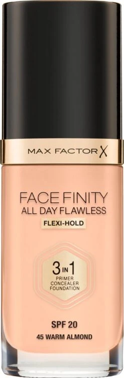 Max Factor Facefinity All Day Flawless 3-in-1 Liquid Foundation - 045 Almond -Cosmetica Promotiewinkel 394x1200 3