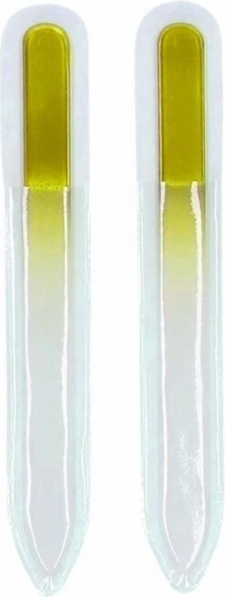 Merkloos Glazen Nagelvijl Geel 2 Stuks