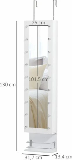 HOMCOM Sieradenkast Met Verlichting 831-326 -Cosmetica Promotiewinkel 537x1200 5