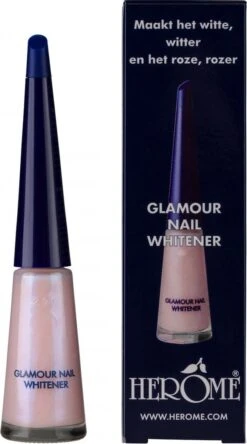 Herome Glamour Nail Whitener - Natural Nail Whitener Met Een Romige Parelmoerglans - Camoufleert Doffe Of Verkleurde Nagels - 10ml. -Cosmetica Promotiewinkel 667x1200 1