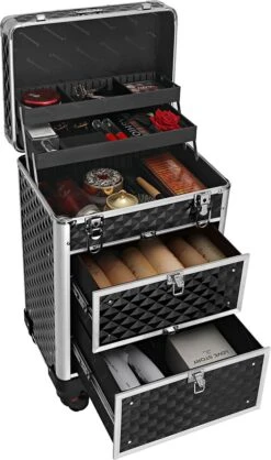 Songmics Kapperskoffer - Cosmetica Trolley - Cosmetica Koffer - Make-up Koffer - Visagie Koffer - Make Up Trolley - Op Wielen - Zwart 15 Songmics Kapperskoffer - Cosmetica Trolley - Cosmetica Koffer - Make-up Koffer - Visagie Koffer - Make Up Trolley - Op Wielen - Zwart -Cosmetica Promotiewinkel 709x1200 1