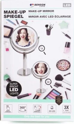 Benson Make Up Spiegel - LED Touch - Dimbaar - 2-Zijdig- Chroom 7 Benson Make Up Spiegel - LED Touch - Dimbaar - 2-Zijdig- Chroom -Cosmetica Promotiewinkel 713x1200 2