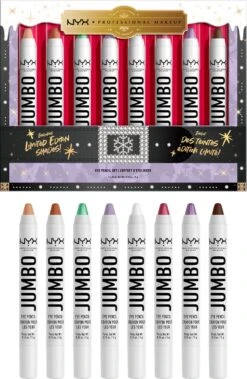 NYX Professional Makeup - Holidays 2022 Mrs Claus - Jumbo Eye Vault - 8 Jumbo Eye Pencils -Cosmetica Promotiewinkel 783x1200 1