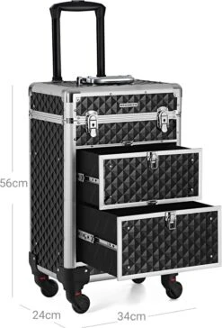 Songmics Kapperskoffer - Cosmetica Trolley - Cosmetica Koffer - Make-up Koffer - Visagie Koffer - Make Up Trolley - Op Wielen - Zwart 13 Songmics Kapperskoffer - Cosmetica Trolley - Cosmetica Koffer - Make-up Koffer - Visagie Koffer - Make Up Trolley - Op Wielen - Zwart -Cosmetica Promotiewinkel 814x1200