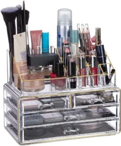 Relaxdays Make-up Organizer - Tweedelig - Cosmetica Opbergdoos + Lippenstift Houder - Zwart -Cosmetica Promotiewinkel 997x1200 1